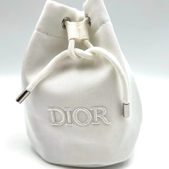 Dior Handbags - New! Christian Dior Cosmetic Makeup Bag Drawstring Pouch Clutch ~ Cream White
